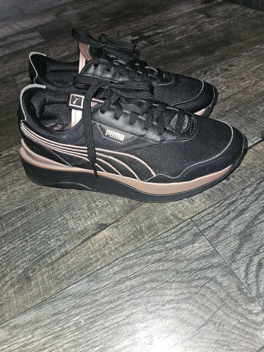 Puma Black with Rose Gold Accent Platform Sneakers